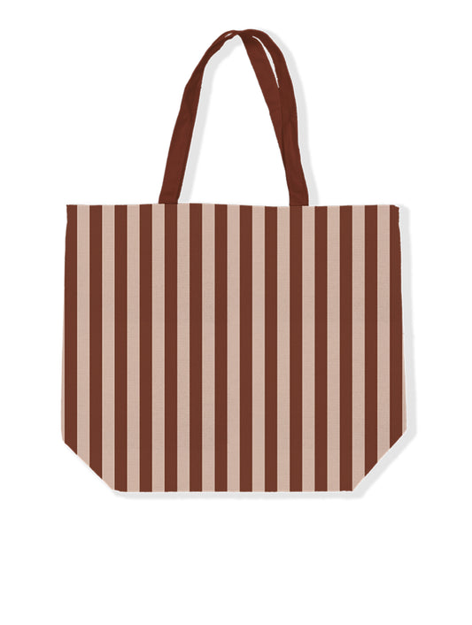 Canvas tas - Stripes mokka/beige 48x15x38cm