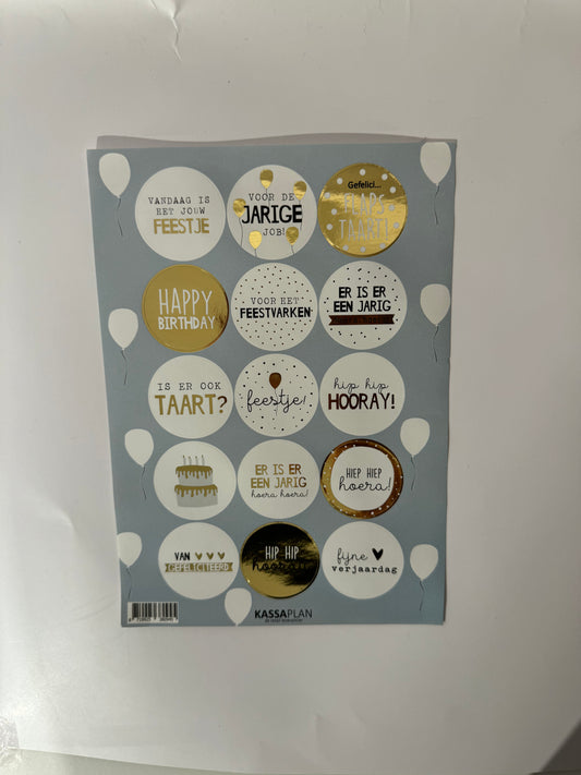 Stickervel feestje goudfolie