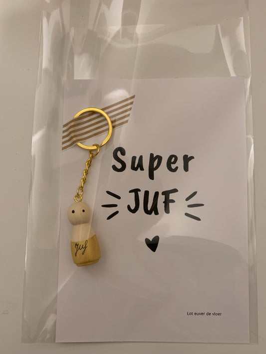 Sleutelhanger met kaartje super juf